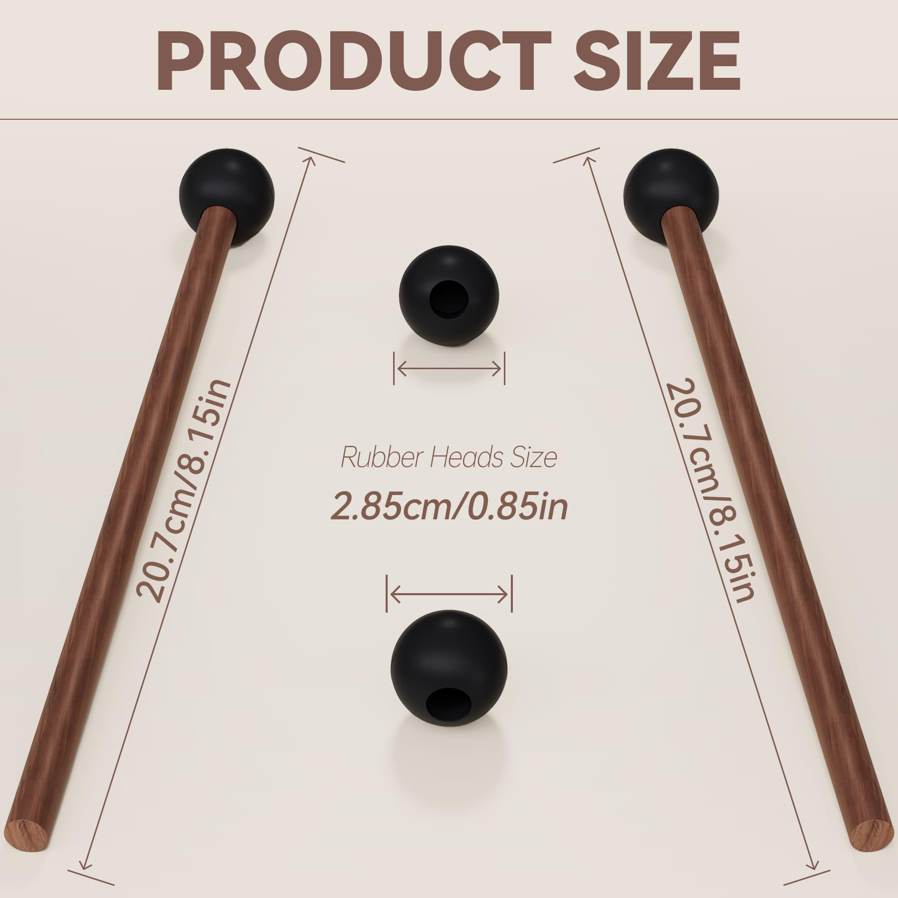 Tongue Drum Mallets, Glockenspiel Mallets, Rubber Xylophone Mallet Percussion with Wood Handle, Bell Mallets Glockenspiel Sticks