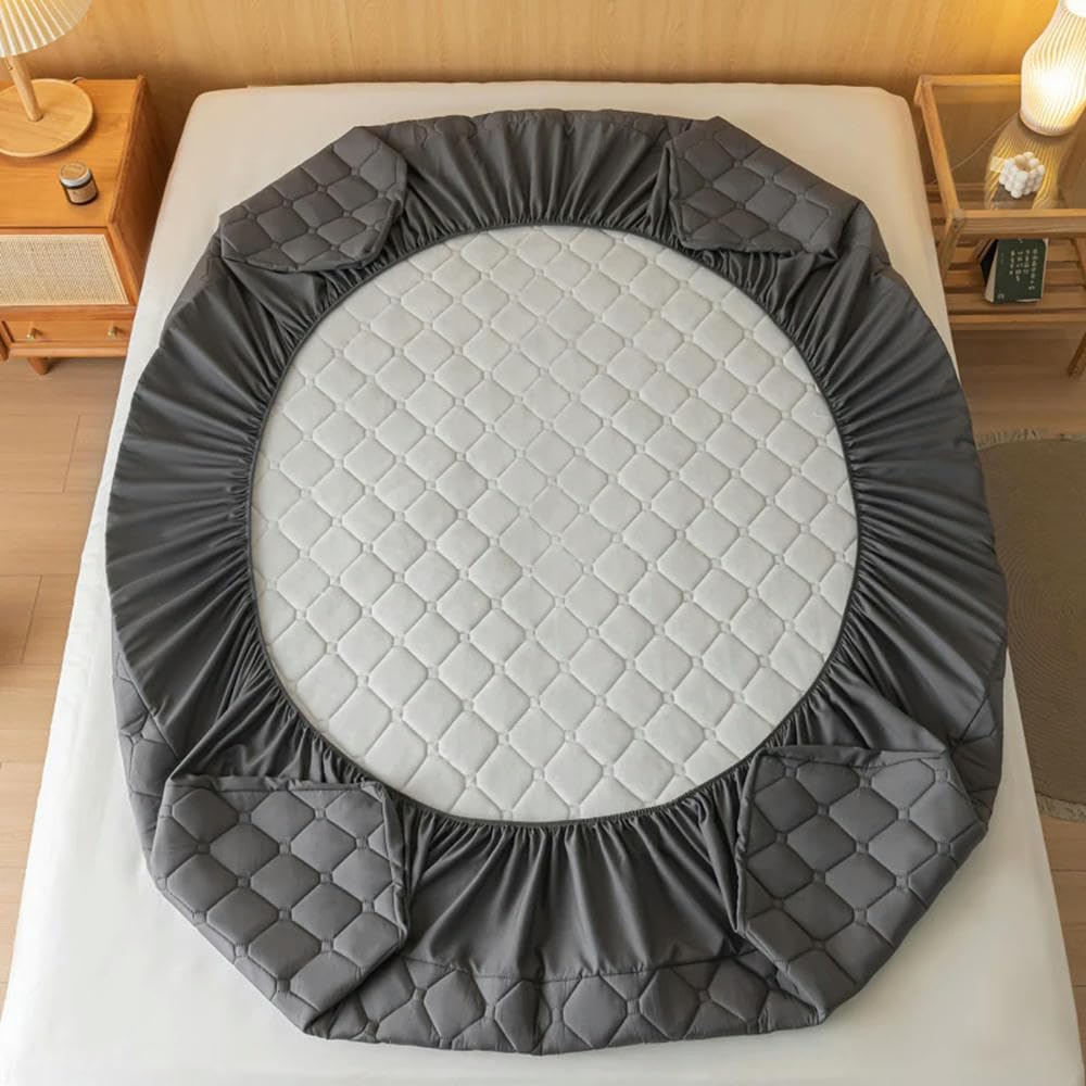 Sábana Bajera Gruesa Impermeable, Funda de colchón Acolchada de Fibra de Soja de Color sólido, tamaño Queen/King, 1 ud.