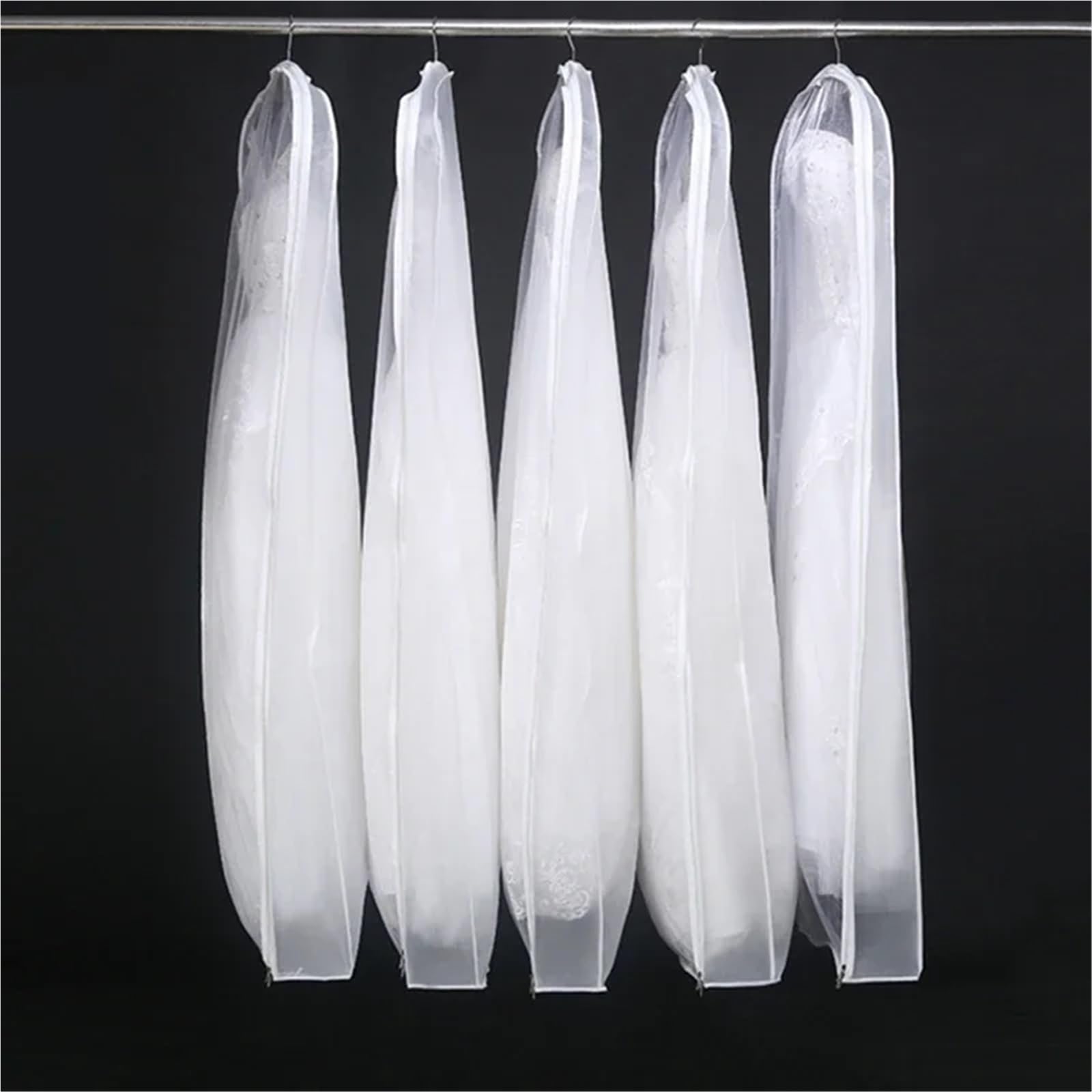 Fundas Ropa Armario Colgar Funda Protectora De Tul/voile Transparente Doble Cara For Vestido Novia Con Cremallera Lateral For Guardarropa En Casa(60x15x160cm)