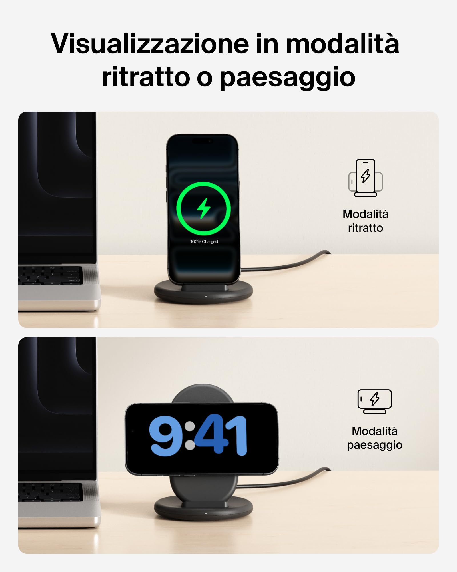 Belkin BoostCharge Caricatore Wireless, Supporto Ricarica Compatibile con Custodie per Telefono, Ricarica Wireless per iPhone, Samsung Galaxy, Google Pixel, Cavo Inclusi, Nero