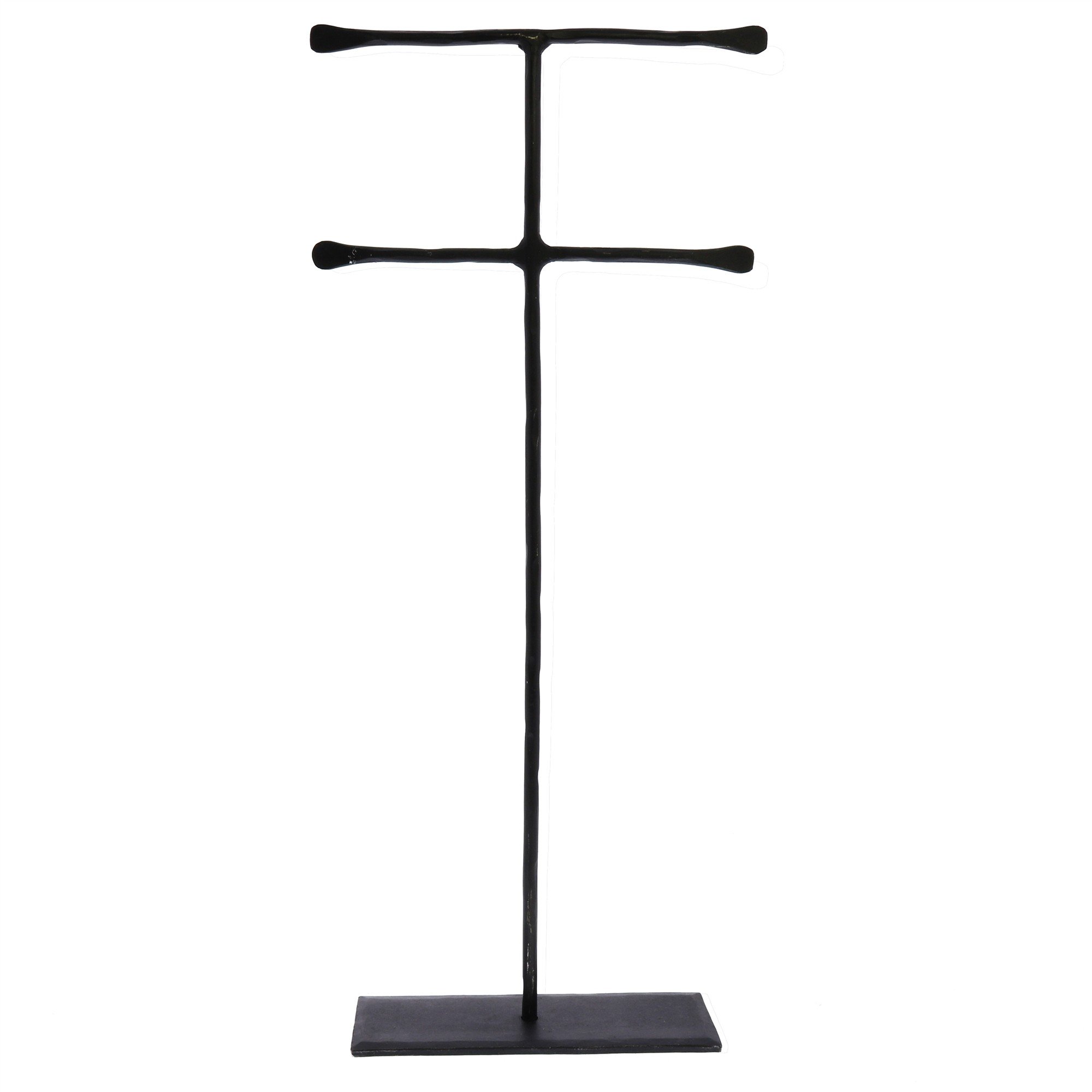 MY SWANKY HOME Black Metal Double Tiered Iron Jewelry Stand Hanger | 16