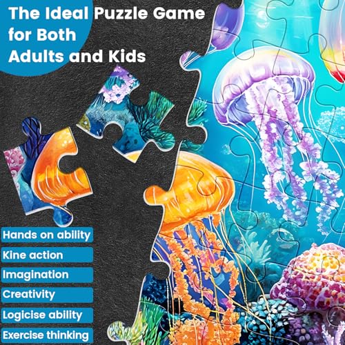 Rompecabezas de 300 Piezas para Adultos, Rompecabezas de Medusas Oceánicas 300 Piezas | Piezas Grandes de Puzzle Submarino para Niños de 8 a 12 Años, Puzzle de Animales Marinos para Jóvenes y Adultos miniatura 6