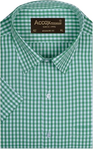 ACCOX Men's Half Sleeves Formal Regular Fit Cotton Shirt(GCR561)