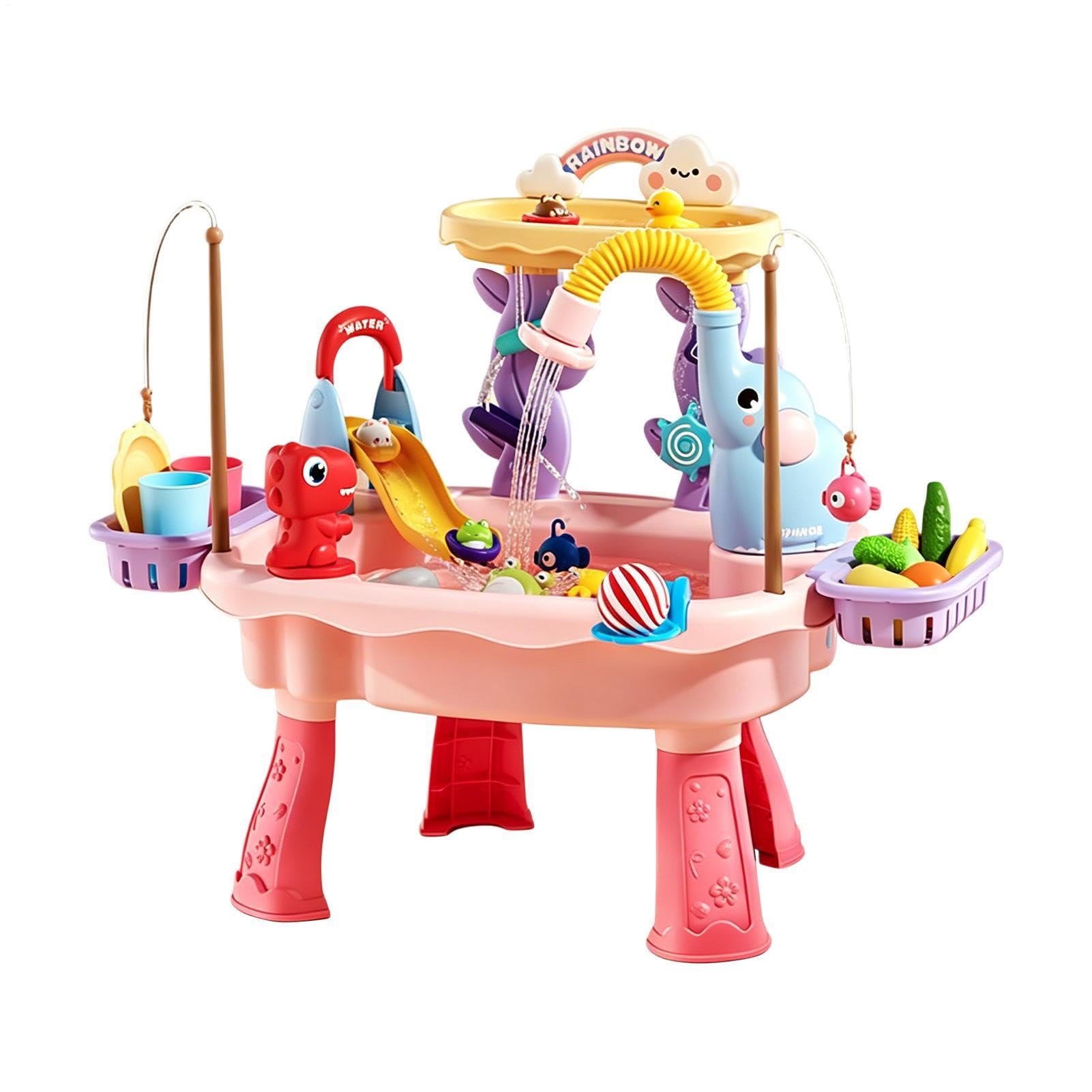 Generico Stół do wody dla dzieci - Letnie gry sensoryczne | Stół do zabawy w wodzie na świeżym powietrzu | Lato, plaża, kemping, patio, przedszkole, przedszkole, dzieci i dziewczynki Wiek 4-8