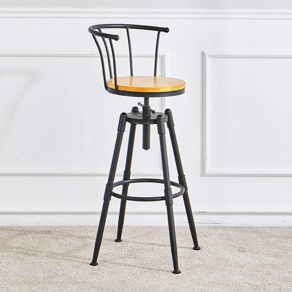 Tabourets de bar pivotants et réglables avec assise en bois massif