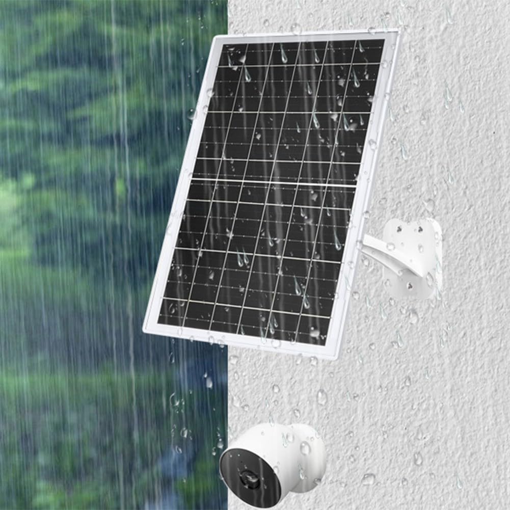 13W Solar-Ladegerät für Überwachungskameras, IP68 wasserdichtes Außenpanel mit USB-C/Micro-USB/DC-Anschlüssen, 360° verstellbare Halterung, 2,2 m Kabel