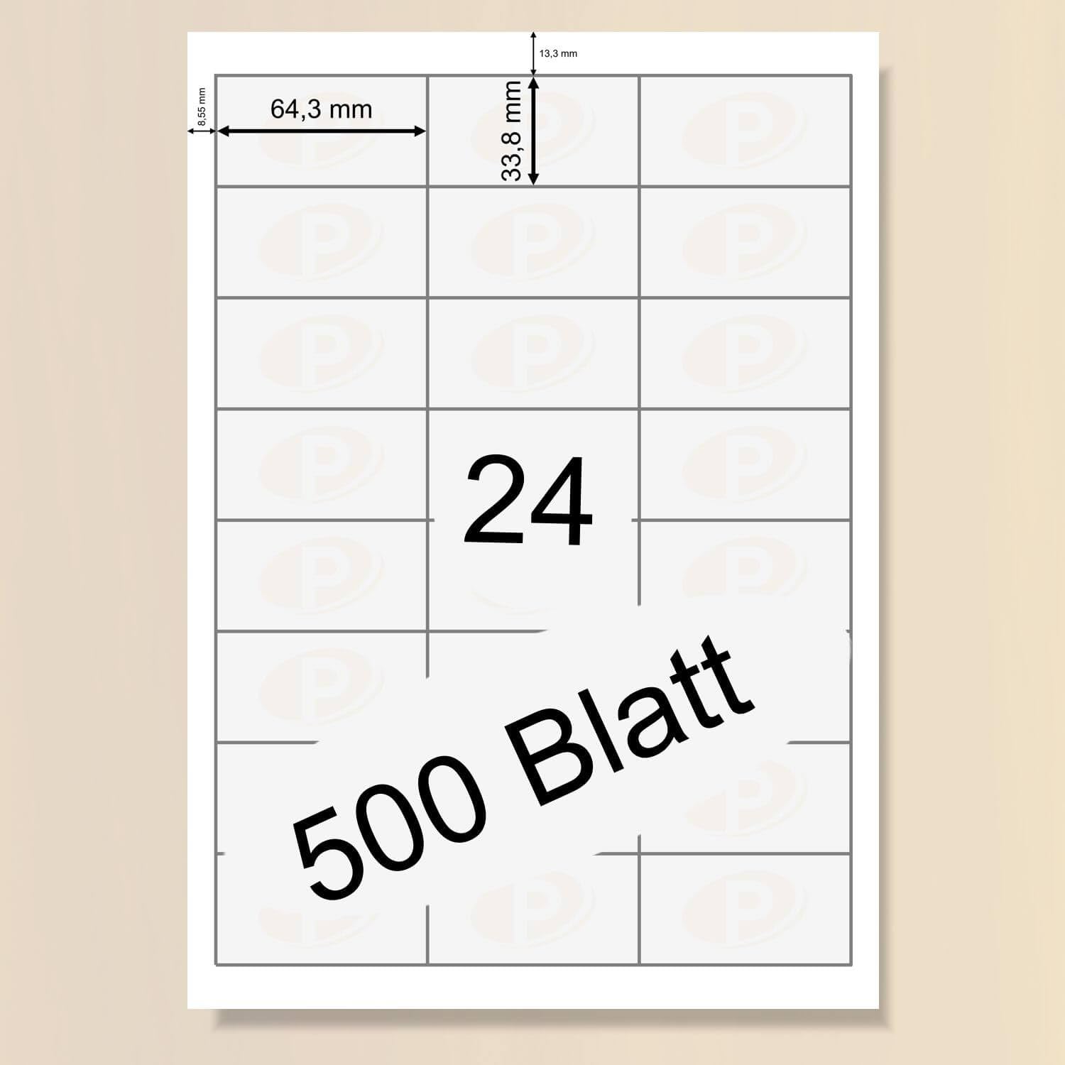 Printation Etiketten 64,3 x 33,8 mm weiß bedruckbar - 12000 Adressetiketten selbstklebend 64,3x33,8 500 DIN A4 Bogen BigPack 3x8-24 Sticker pro Blatt - Klebeetiketten/Adressetiketten 3658 Amazon FBA