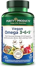 Purity Products Omega 3-6-9 Vegan and Vegetarian Formula - “5 in 1” Essential Fatty Acid Complex - Scientifically Formulated Plant-Based Omega 3 6 9 Essential Fatty Acids (EFA) - from (60)