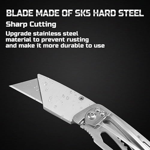 Miniatura 4 de Lichamp Paquete de 6 cuchillos plegables para uso general, cuchillo de afeitar de cambio rápido, cuchillo de construcción de bolsillo