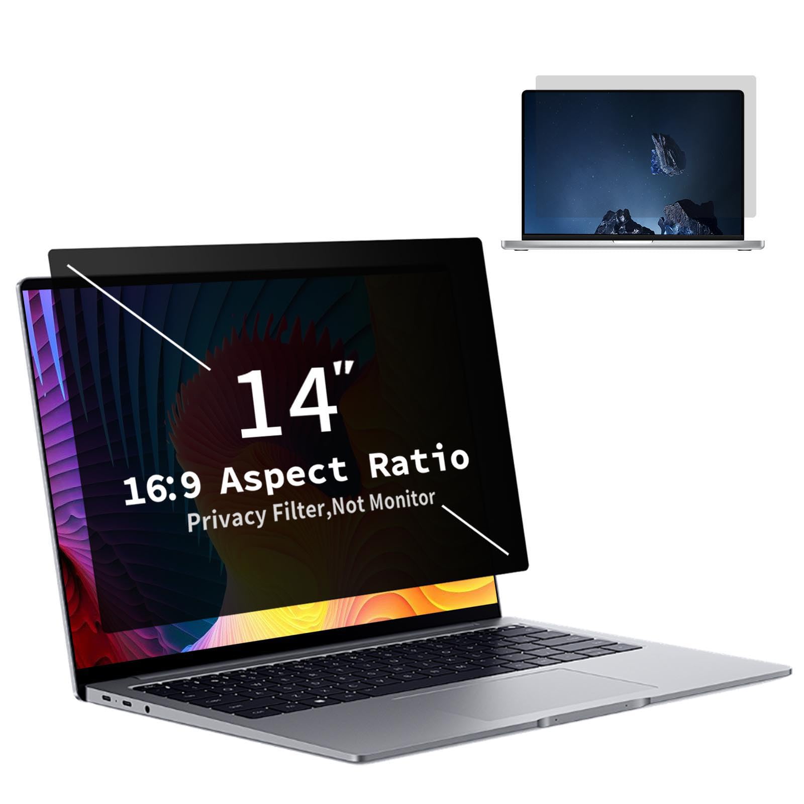 14 Inch Laptop Privacy Screen Filter for 16:9 Monitors, Removable