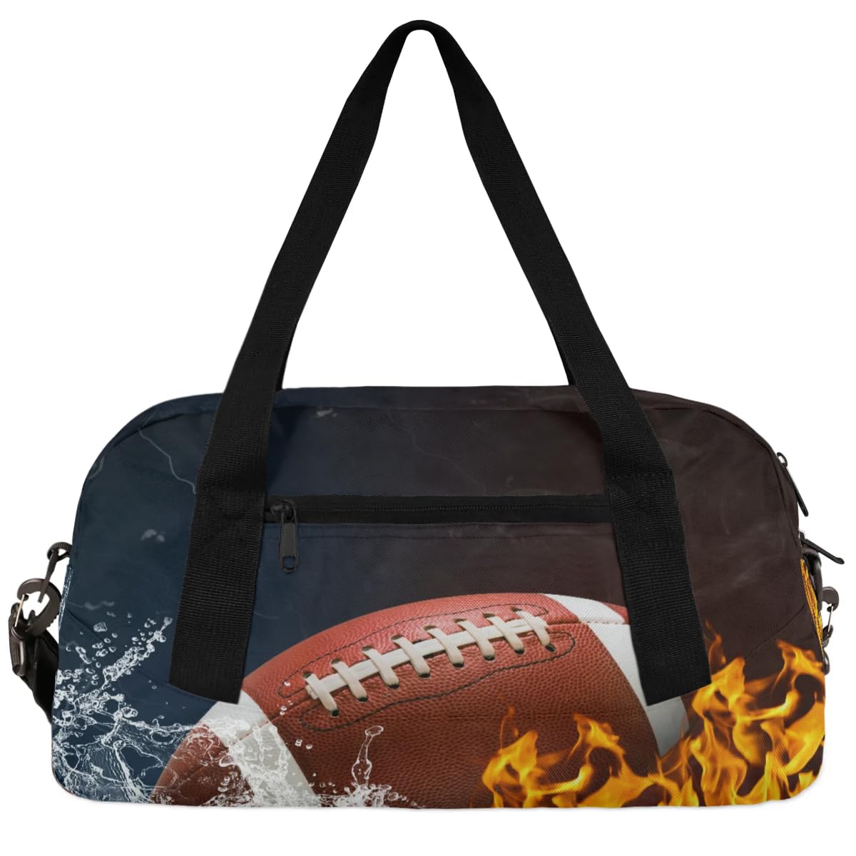 Herdesigns Football Kids Duffle Bag Boys Girls Small Overnight Travel Sport Gym Bag Weekender Carry On Tote Duffel Bag
