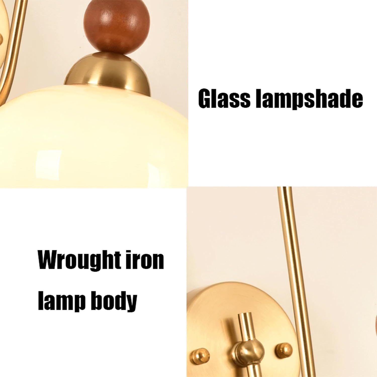 Wall Sconce Vintage Elegant Modern Iron Wood Glass Globe Wall Light Hardwired Indoor Decoration Wall Lamp Pull Chain for Bedroom Living Room Study Restaurant Café Hallway Wall Mounted Lamp