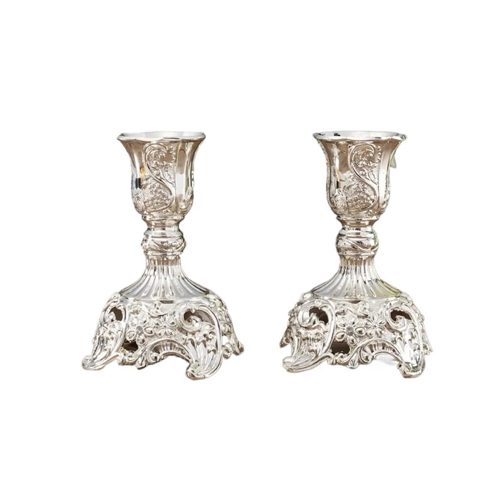 2Pcs Candle Holder Candlesticks For Candles Gold Silver Metal Stand Wedding Table Home Decoration(Sliver-10cm)