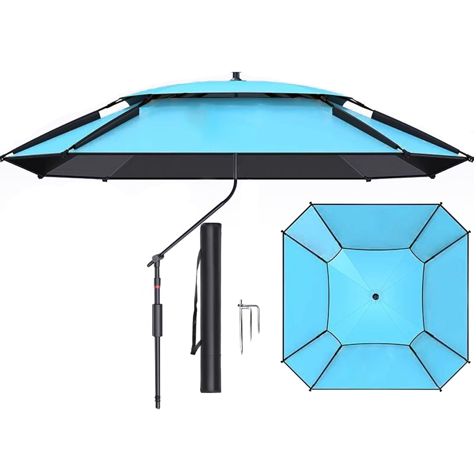 Odchylany parasol ogrodowy, kwadratowy parasol zewnętrzny na plażę, do łowienia ryb, na kemping