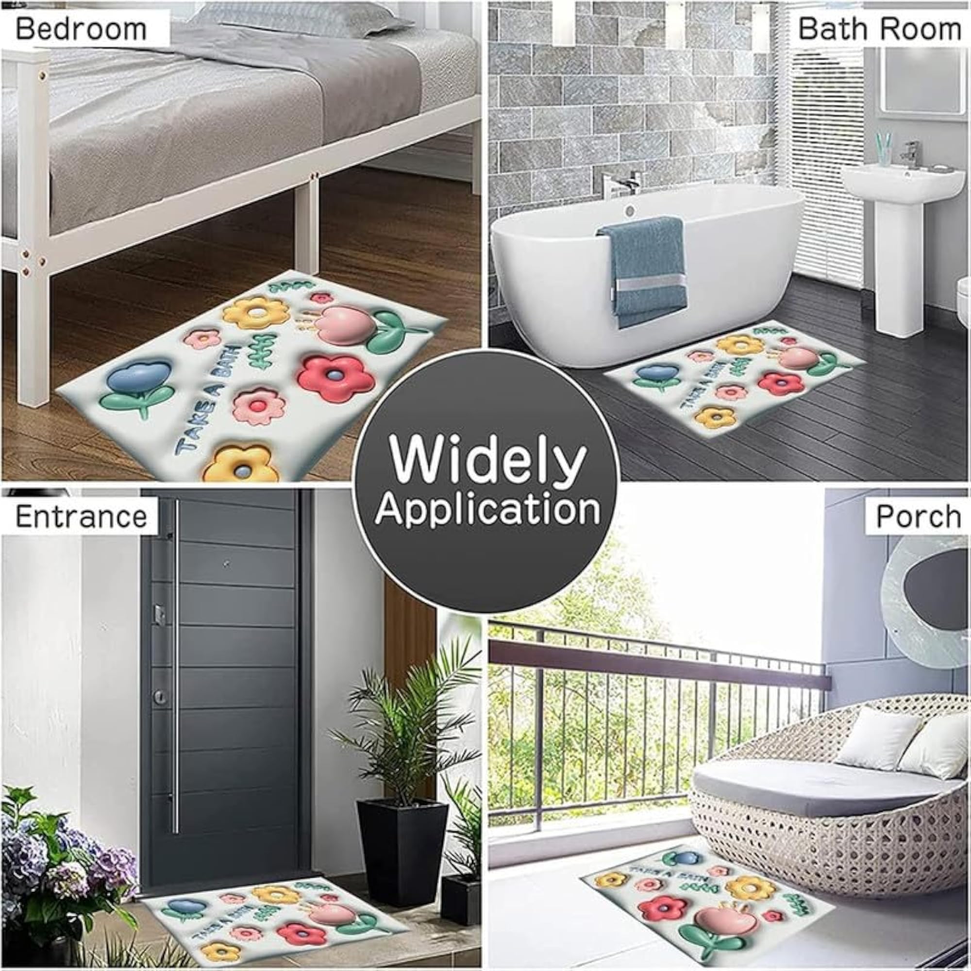 Round Soft Absorbent Bathroom Mat, Quick-Drying