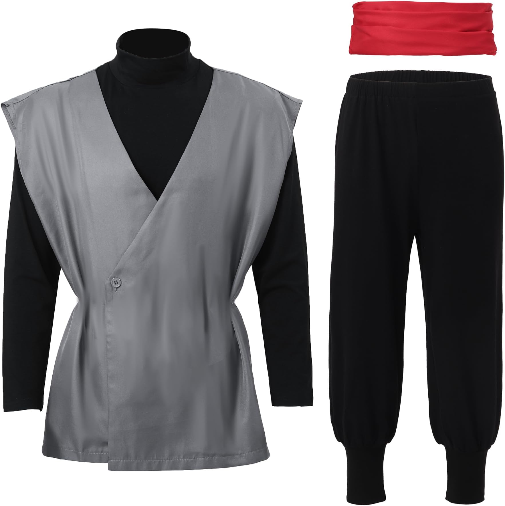 C-ZOFEK Mens Black Cosplay Costume Anime Kung Fu Suit Outfits Uniform Full Set