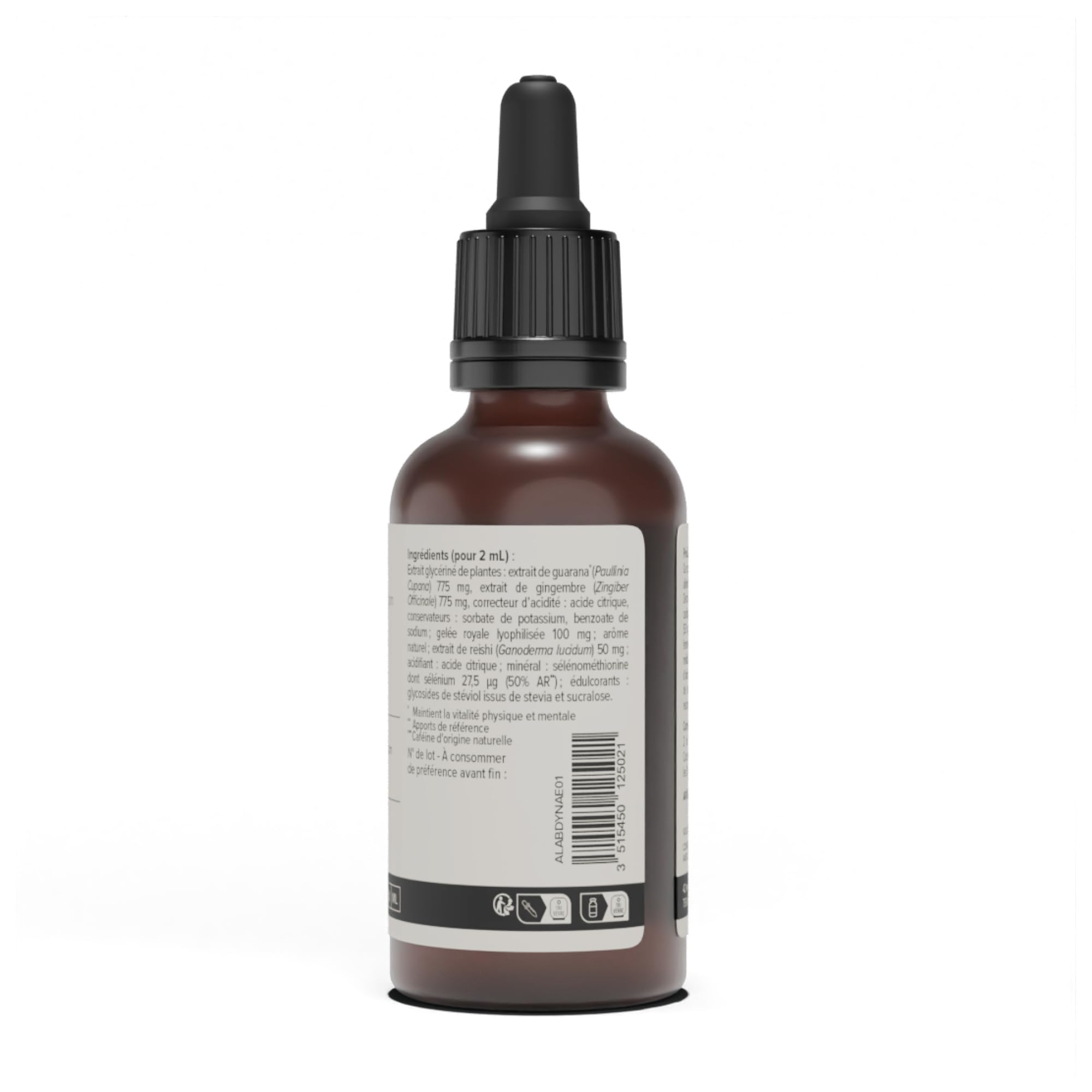 A-Lab DYNAE Full Spectrum - Booster Energie Physique & Mentale - Gingembre, Guarana, Gelee Royale, Reishi, Selenium - Format Liquide - 2ml Par Jour