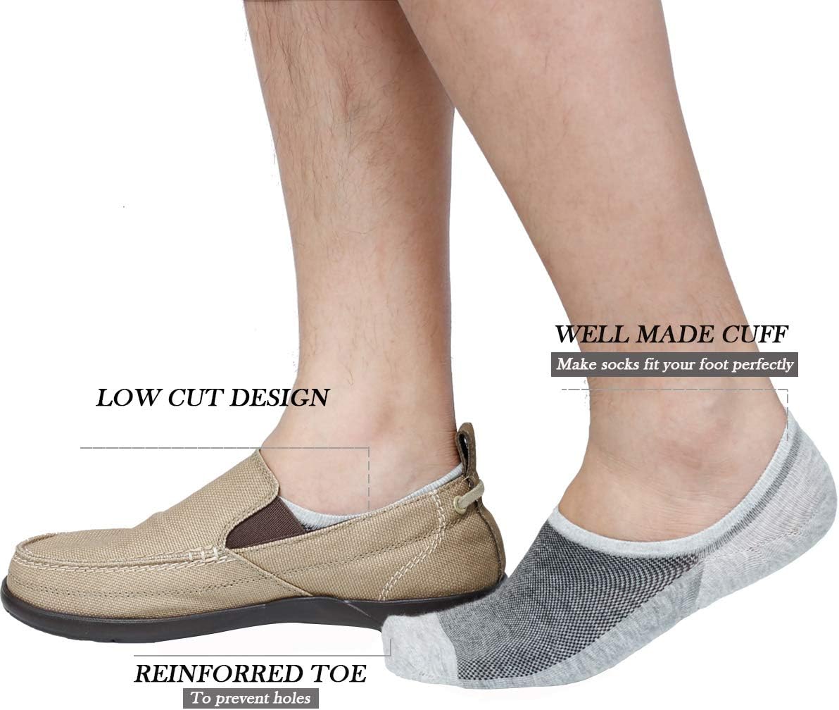 JORMATT Mens No Show Socks Loafer Low Cut Casual Cotton Socks With Non Slip Grips - Image 3