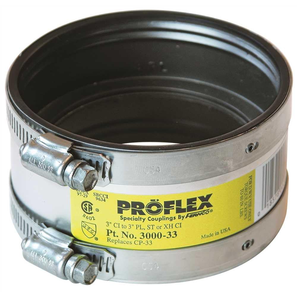 Fernco Proflex 3 x 3 in. Cast Iron x Plastic or Steel Flexible Coupling