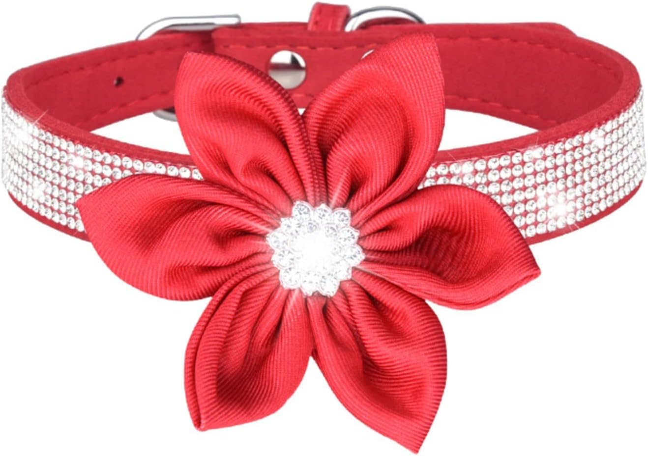 obroża dla zwierząt, Słodka dziewczyna Rhinestone obroża dla psa miękka kwiatowa szczeniaka odblaskowa spersonalizowana małych średnich dużych psów zwierzęta domowe(Pink,Large)
