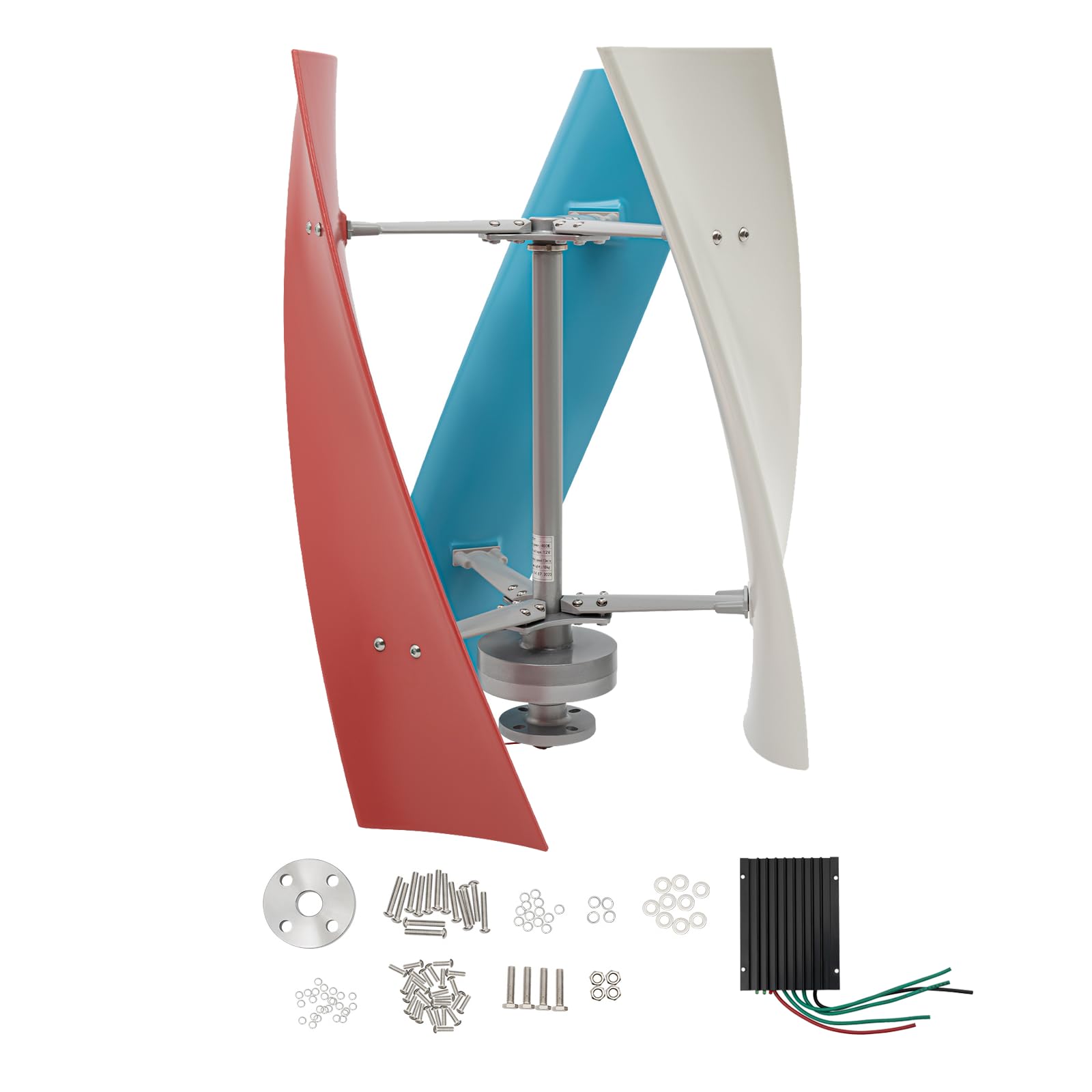 12V/24V Windkraftanlage Vertikale Windturbine Wendel Windgenerator 3-Flügel Windkraftanlages mit Regler, Windturbinengenerator Windrad für Haus, Boot, Camping (12, Volt)