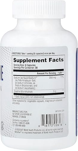 Miniatura 2 de GAT SPORT Cápsulas de creatina profesional, fuerza, bienestar, salud cerebral, absorción mejorada, 0.18 oz, 150 cápsulas vegetales