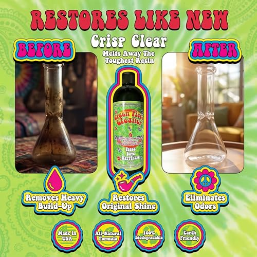 Image of Green Piece Glass Cleaner - 2 x 16 Oz - Purple Silicone Plug Set