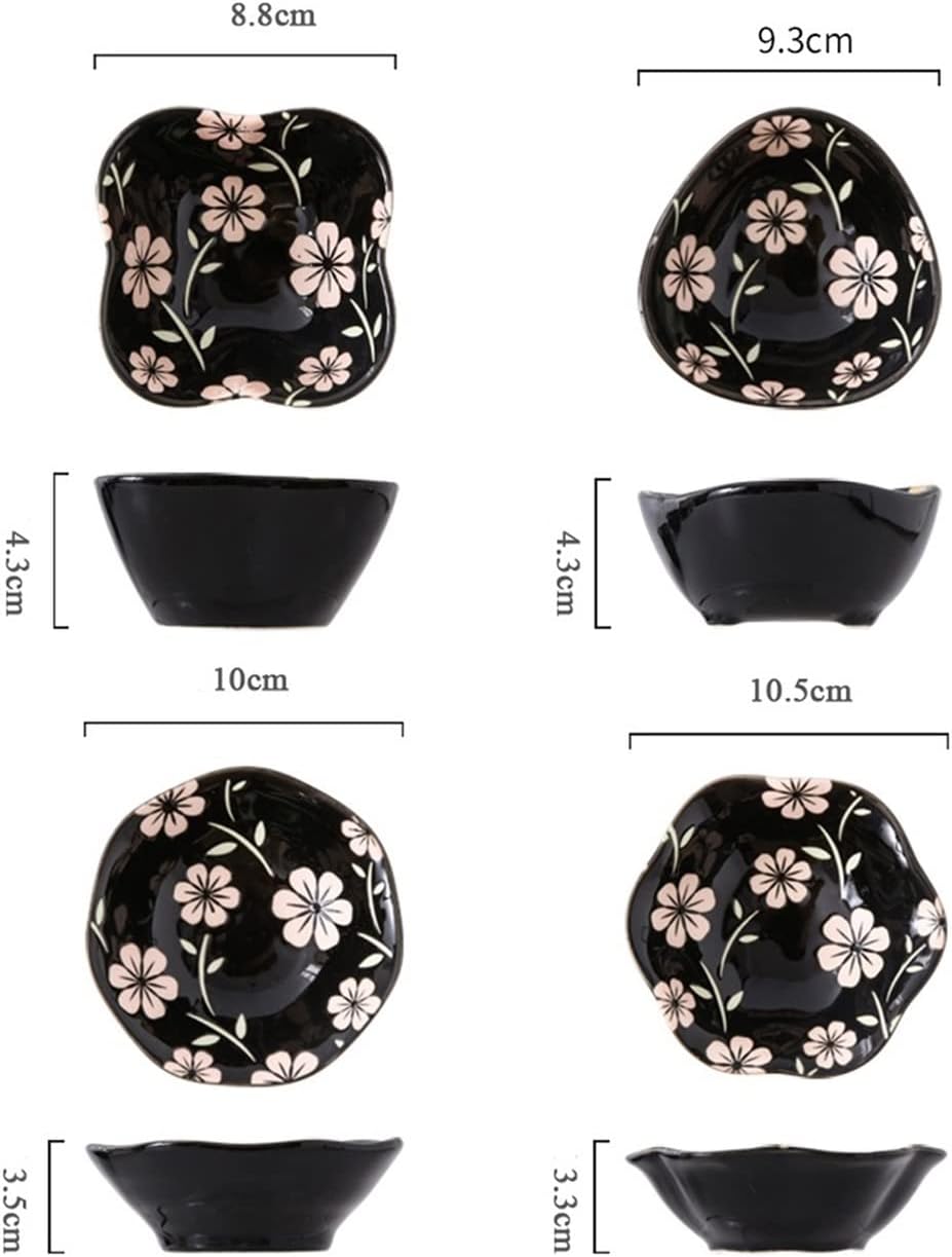 GeRRiT Dip Sauce Plate Set of 4 Dip Bowls Ceramic Sauce Plate Set Tableware Japanese Sushi Plate Colorful Underglaze Home Seasoning Plate