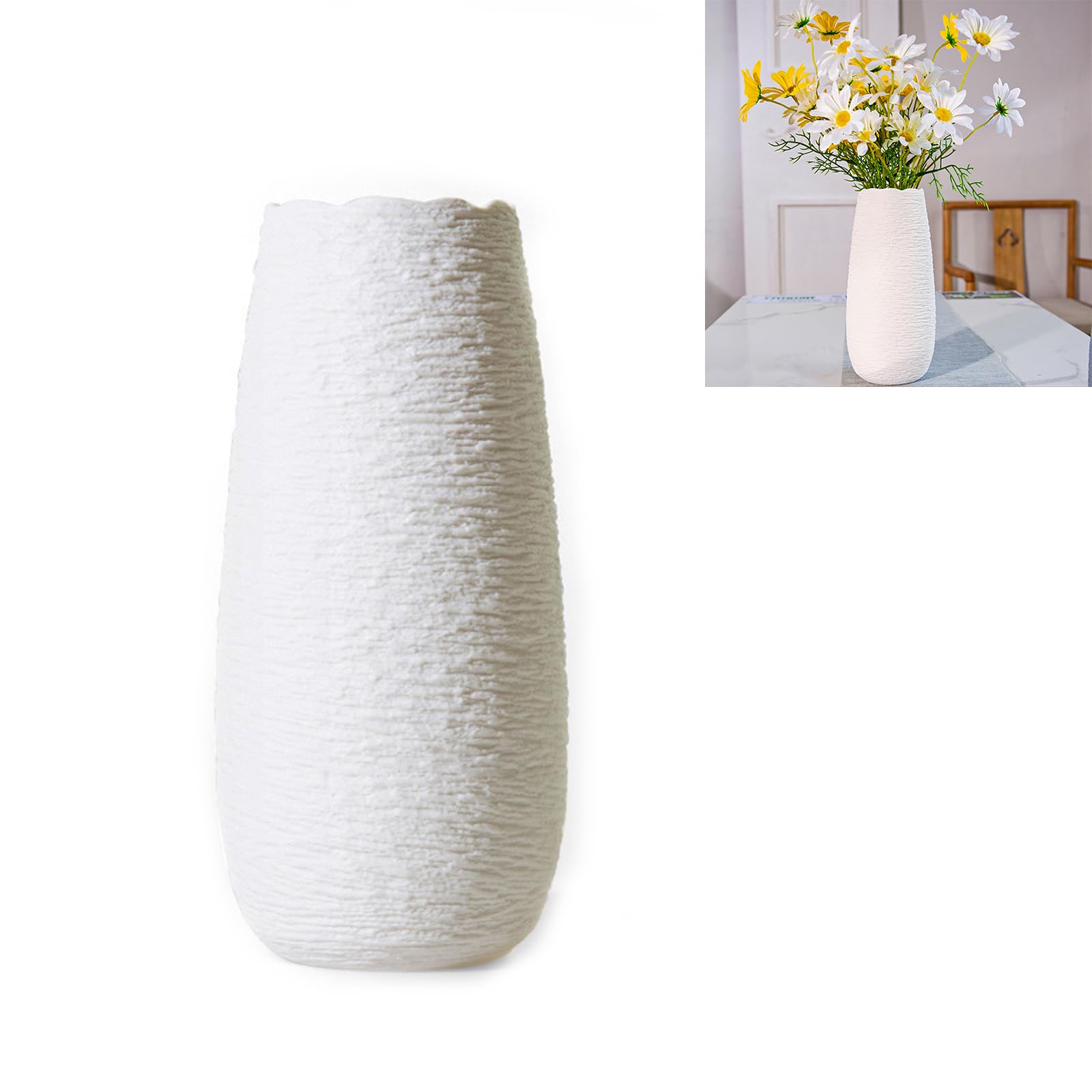 Jarrones Decorativos Jarron Blanco Jarrones Grandes Jarron Ceramica Adornos Decoración para El Hogar, Enriquecer La Vida (Blanco)