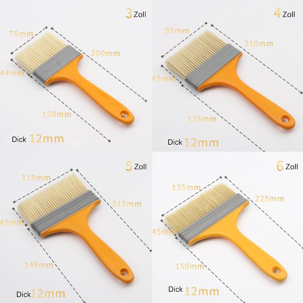 Lot de 10 pinceaux plats de 20,3 cm - Pinceau à lasure - Pinceau de peinture - Avec manche en plastique - Brosse manuelle pour le décapage - Pour murs, clôtures, balustrades en bois