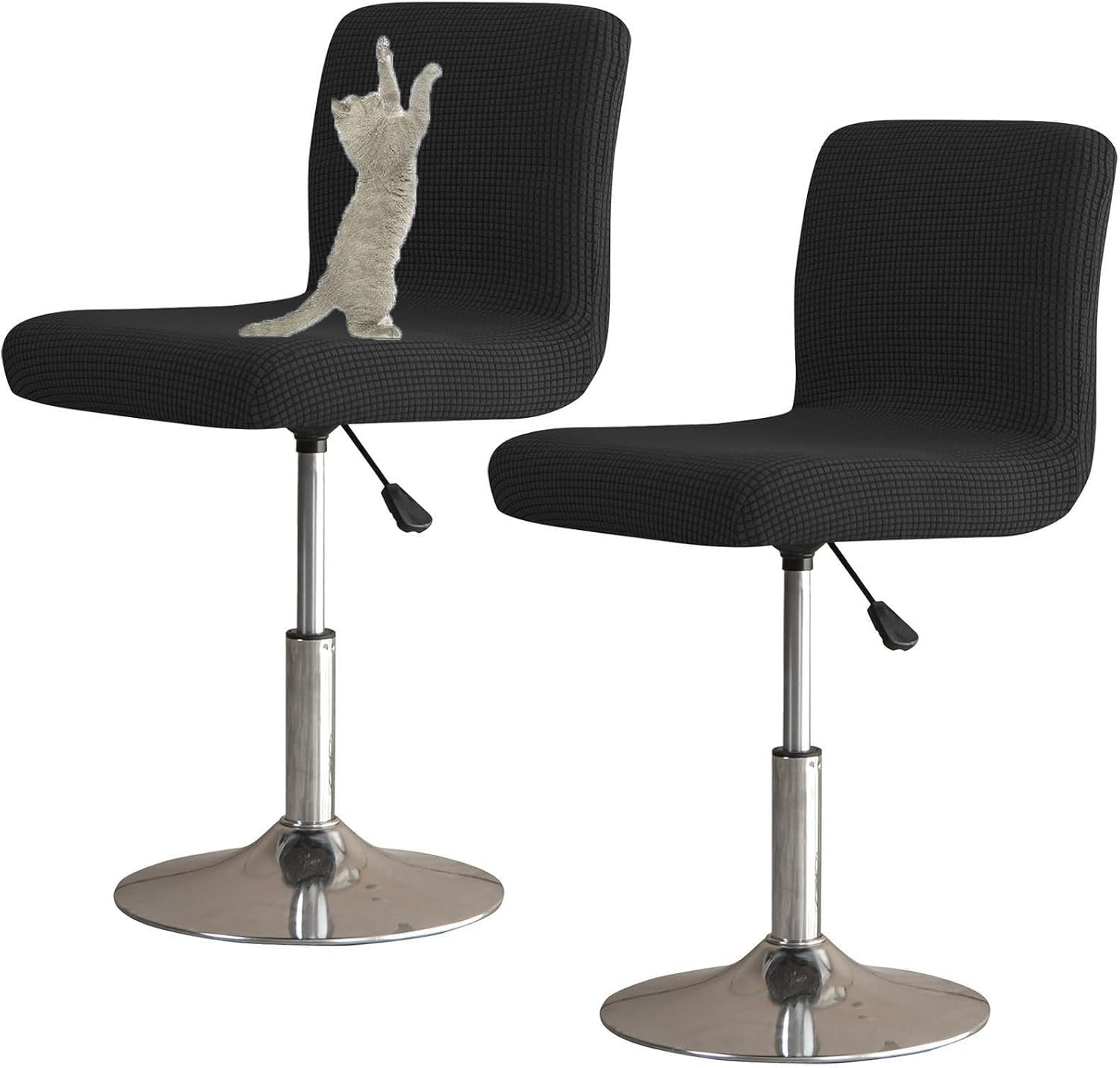 YOPOIY Bar Stool Covers with Backs Set of 6 4 2, Cat Scratch Proof Stretch Bar Stool Chair Covers Washable Universal Swivel Pub Chair Slipcover (Black,4 PCS)