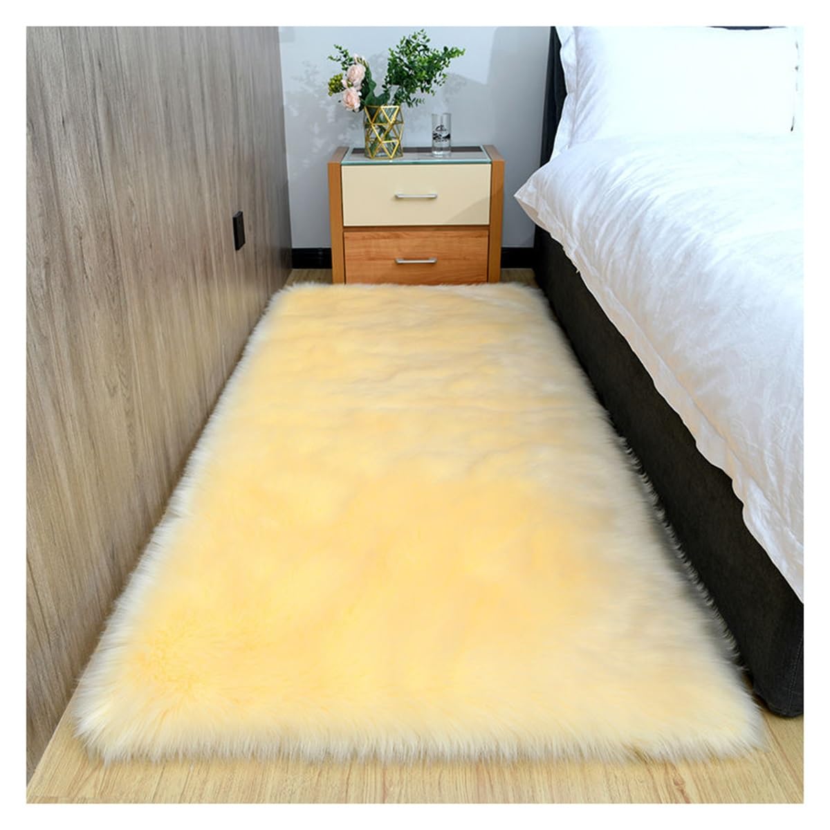 Tapis en peluche en peau de mouton épais et moelleux pour décoration de salon