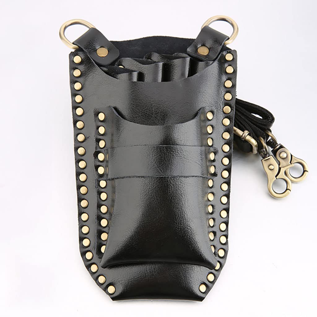 vrfvsdasAAS Hairdressing Tools Waist Bag, Barber Hairdressing Scissors Bag Comb Shear Holster Waist Shoulder Belt(E)