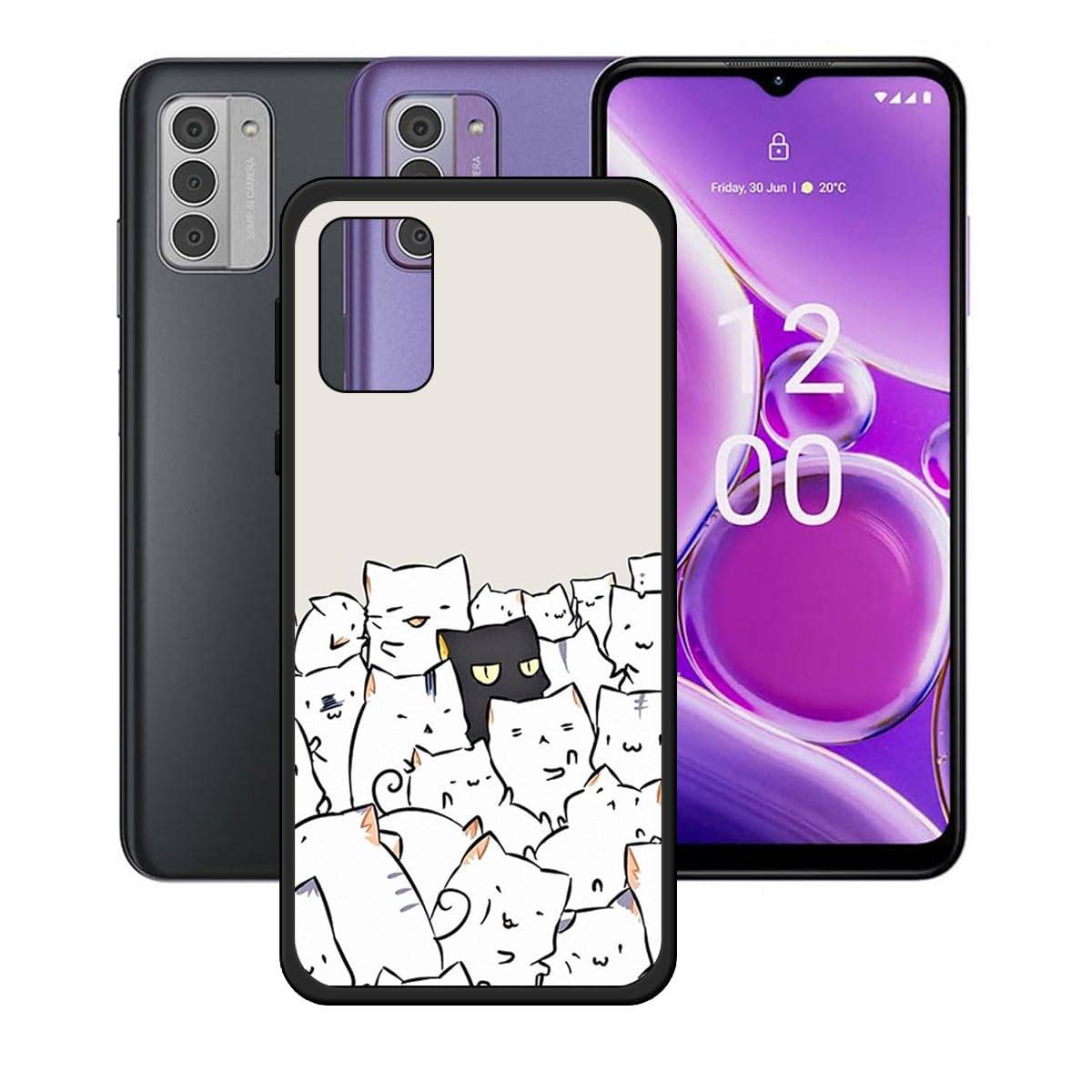 LCEHTOGYE Cover per Nokia G42,Nero Custodie Morbido Silicone Case Ultra Sottile TPU Flessibile Protettiva Custodia per Nokia G42 (6,56) - KE96