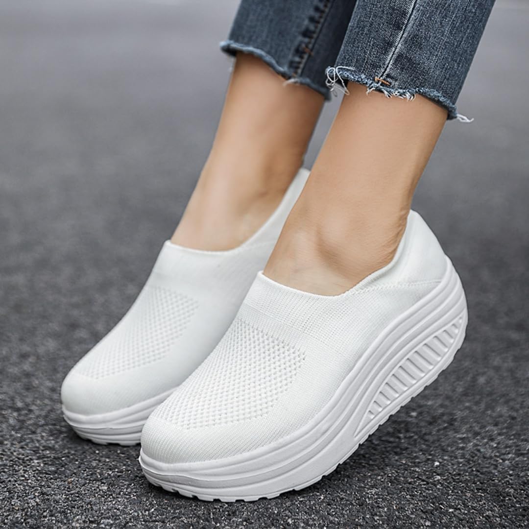 Scarpe ortopediche da donna, vestibilità larga, scarpe da ginnastica con zeppa da donna, mocassini con zeppa comode, scarpe da passeggio