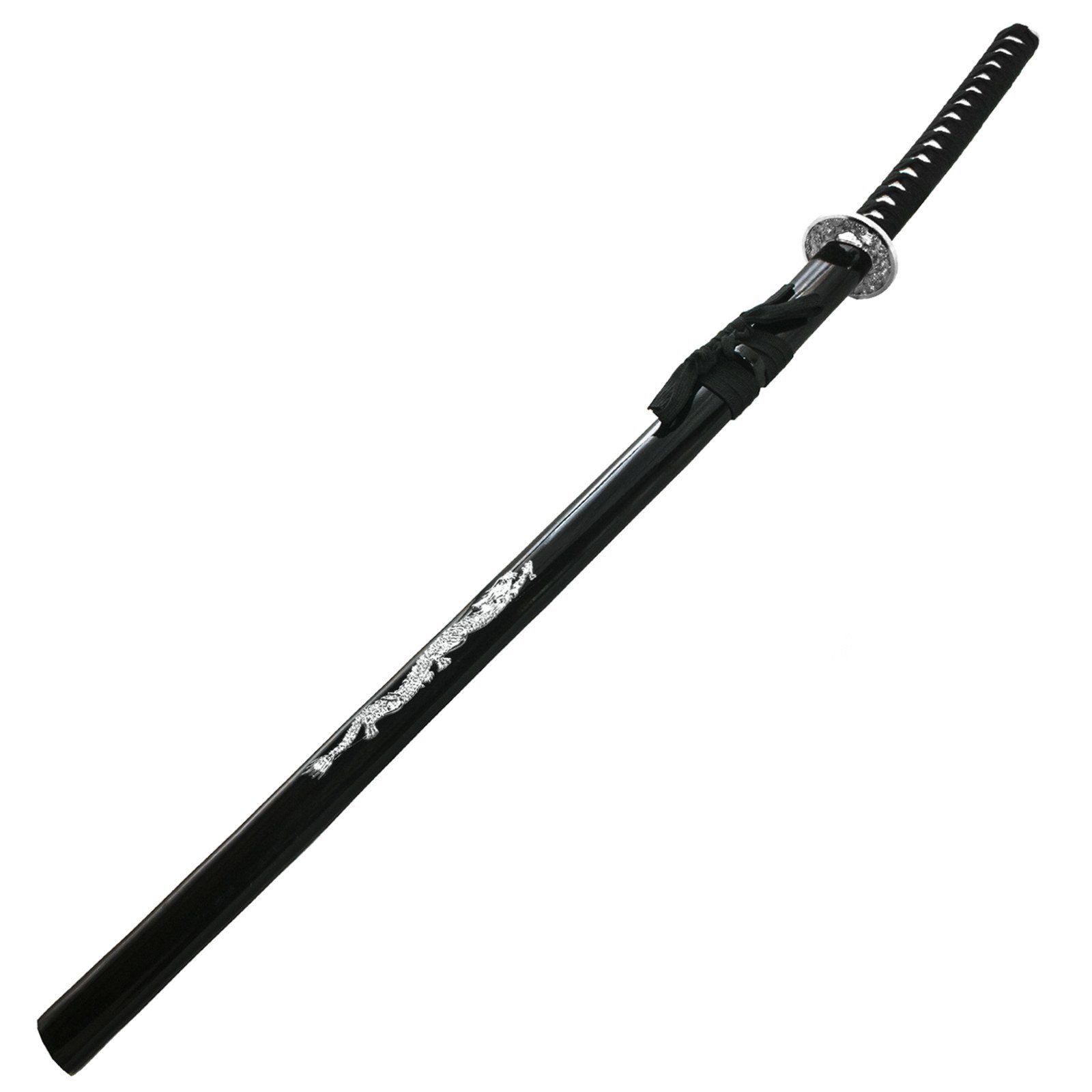 KATANA ORNAMENTALE SPADA GIAPPONESE PER ARREDAMENTO NERA DRAGONE CON DRAGO BLACK DRAGON IN METALLO