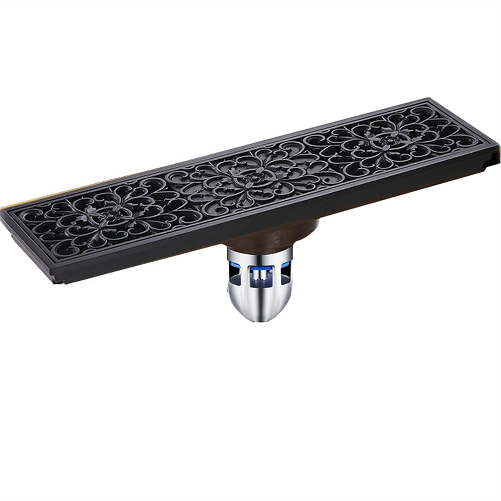 Desagüe Lineal para Ducha, Desagüe de Ducha Lineal con colador Pelo, desagüe Suelo Rectangular latón Cubierta extraíble, 11 Pulgadas