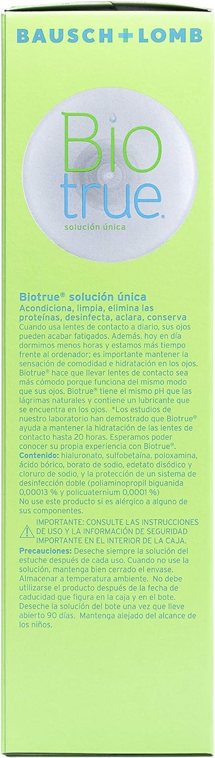 Biotrue Bausch + Lomb Solución Única 300ml + 180ml gratis para lentes de contacto blandas
