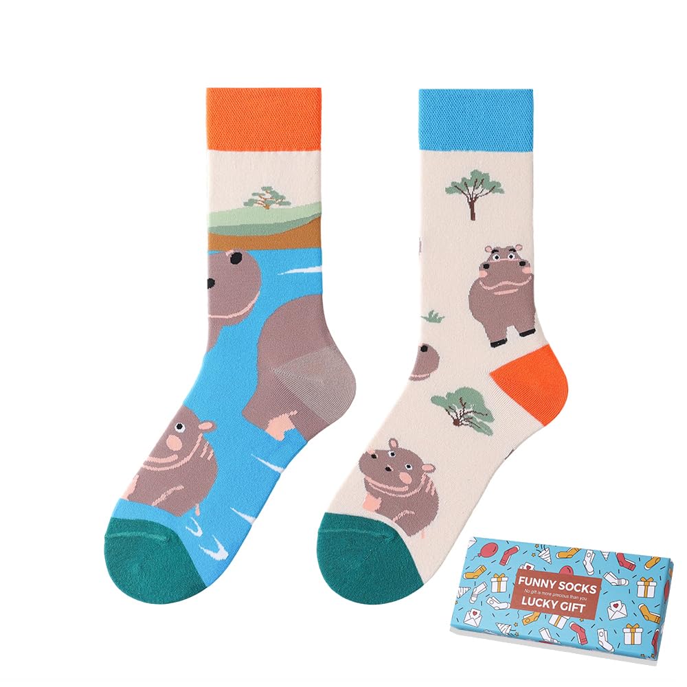 Calcetines Divertidos Unisex para Mujer y Hombre con Diseños Asimétricos en Par - Temas Animales, Comida, Fruta, Deporte y Arte en Algodón - Ideal para Regalos — view 130