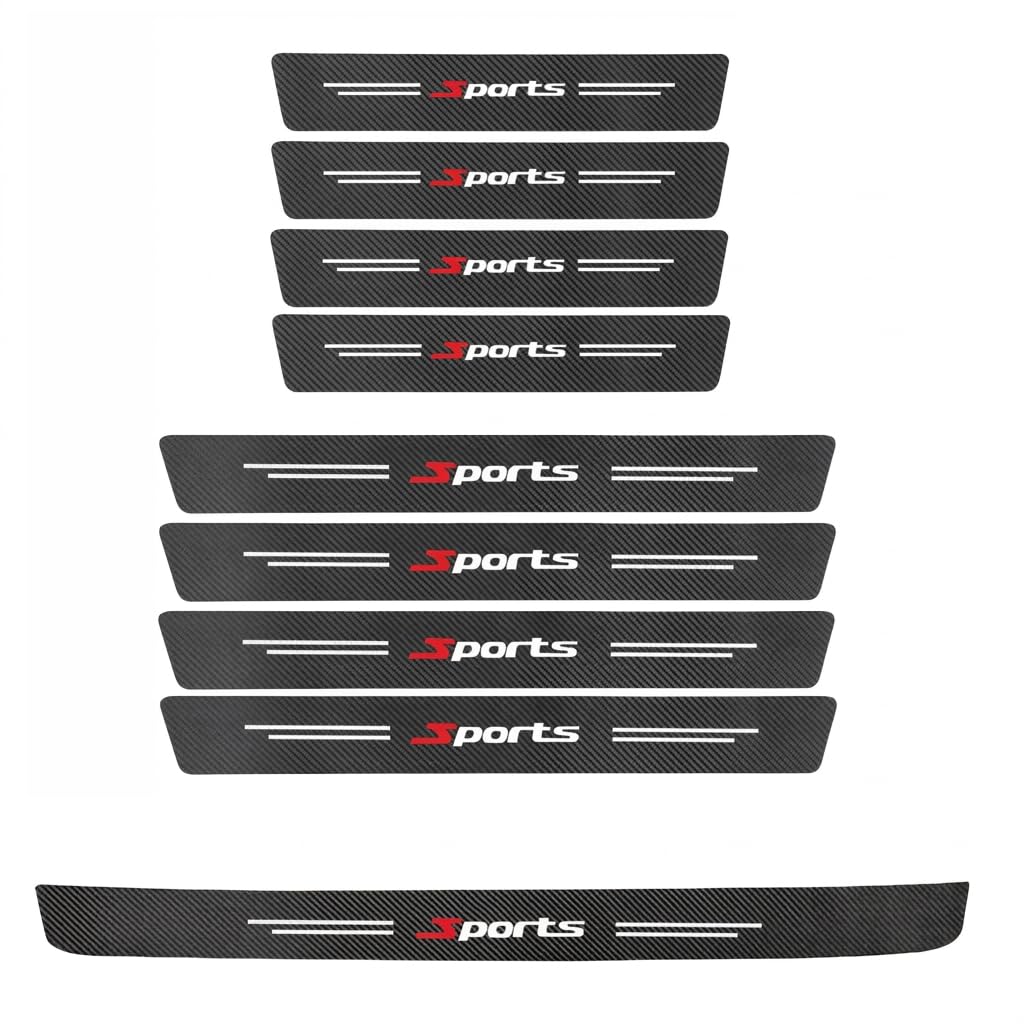 SHITONGSHANGMAO Door Threshold Strip for Mitsubishi Eclipse Cross PHEV 2021 2022 2023, Car Door Sill Protector 9PCS 7cm Wide Bumper Guard Anti-Scratch Carbon Fiber Texture Set Black,D