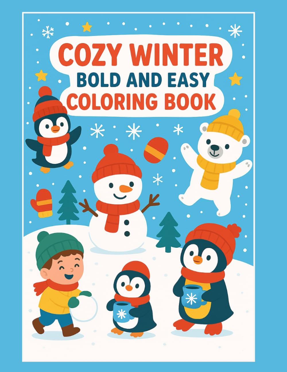 Cozy Winter: Bold and Easy Coloring Book for Kids Ages 3-8: Fun, Simple & Thick Lines for Toddlers and Preschoolers | Snowmen, Penguins, Polar Bears, and Cute Winter Scenes (Activity & Relaxing Book)