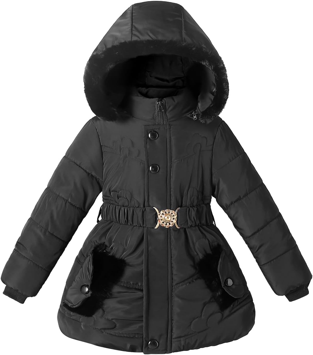 Little Girls Winter Parka Coats Fleece Outwear Hooded Puffer Jacket Snow Clothes