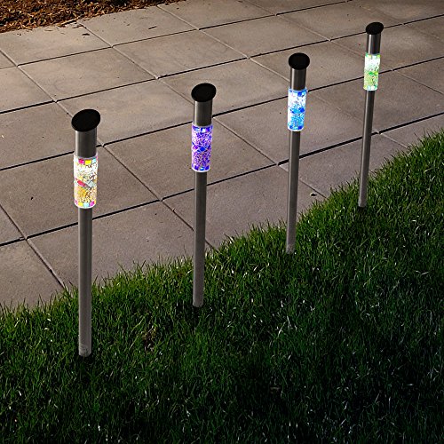 Solar Outdoor Led Light, Battery Operated Stainless Steel Mosaic Column Path And Walkway Lights For Landscape, Patio, Pathways By Pure Garden #TOP5