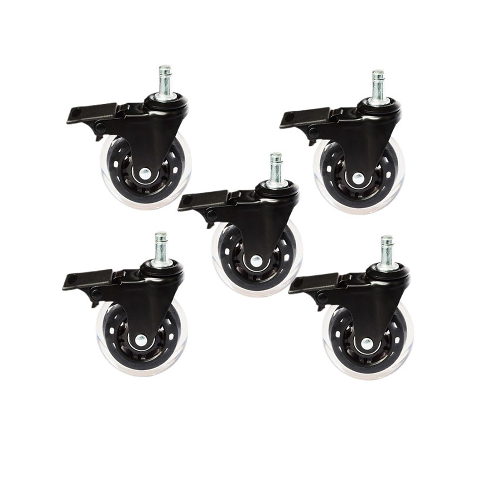MXXDMOPD 5 Pieces/lot 2/2.5/3 inch Transparent Wheel brake/10mm/11mm PU Office Furniture Chair casters(No.10)