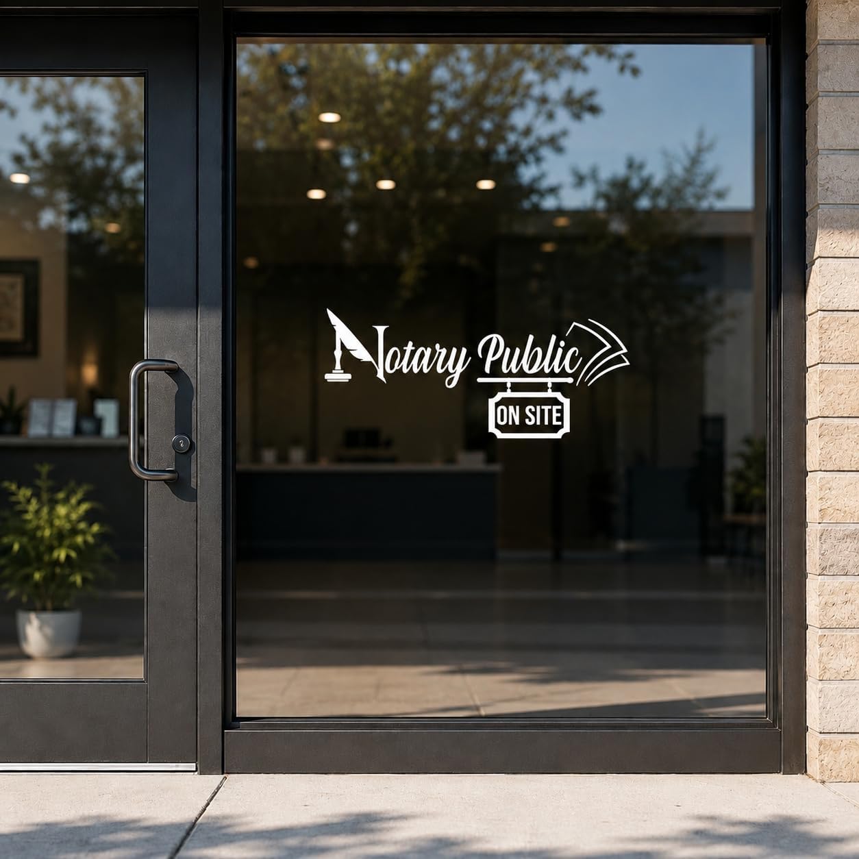 Notary Public On Site Window Vinyl Decal for Store Front Notary Services Retail Vinyl Window Sticker Retail Store Window Signage (3" x 7")