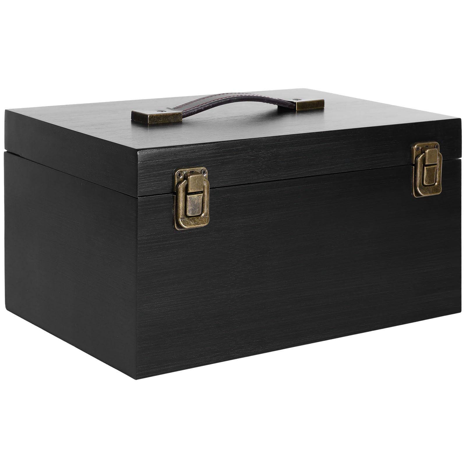 Wooden Storage Box, Large Wood Gift Box with Hinged Lid Vintage Decorative Boxes for Jewelry Keepsake Gift Treasure, Memory Box - 11.8 * 7.9 * 5.9 inches, Black