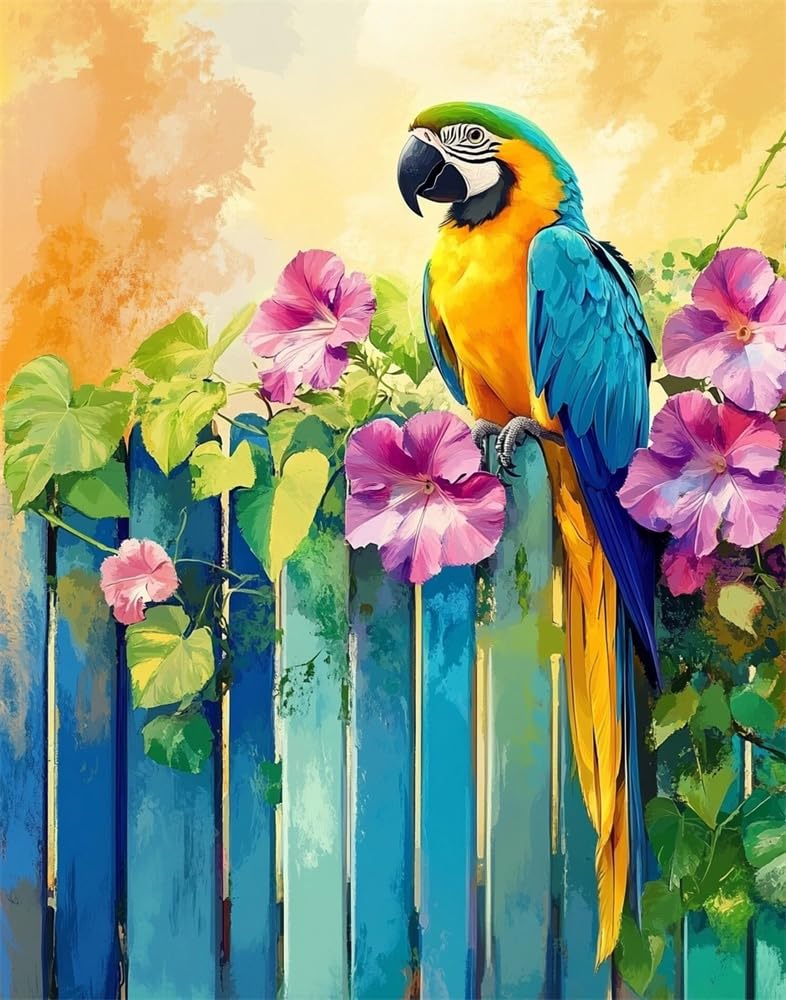 Henypt DIY Embroidery Bead Embroidery Kit Beautiful Parrot Beaded Cross Stitch Christmas Beadwork Needlework Kit Art Craft DIY Beadwork