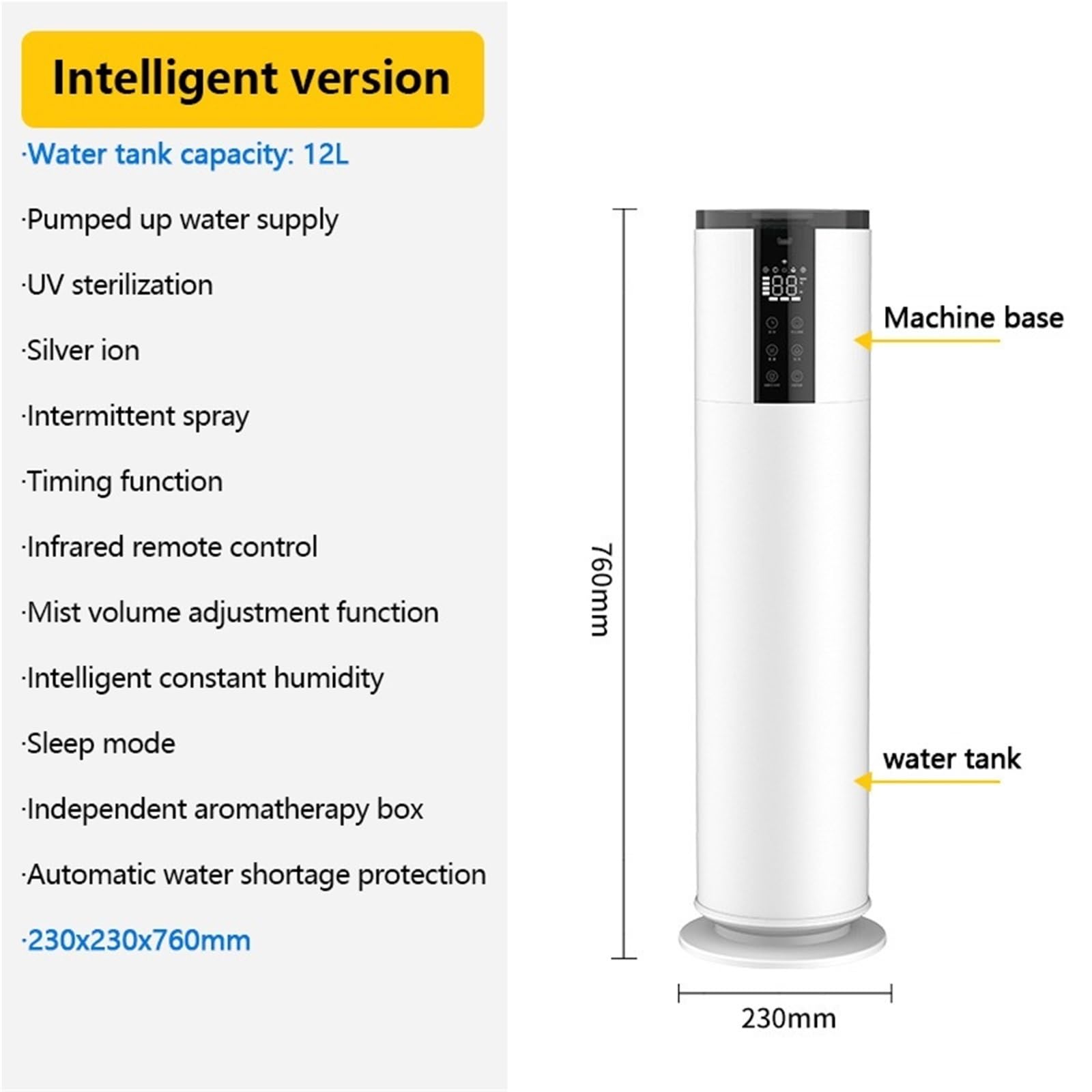 Nawilżacz Powietrza, Nawilżacz Powietrza Rification Domowa Sterylizacja Aromaterapia Zdalnego Sterowania Na Podczerwień Timer Intermittent do Domu i Biura(Intelligent)