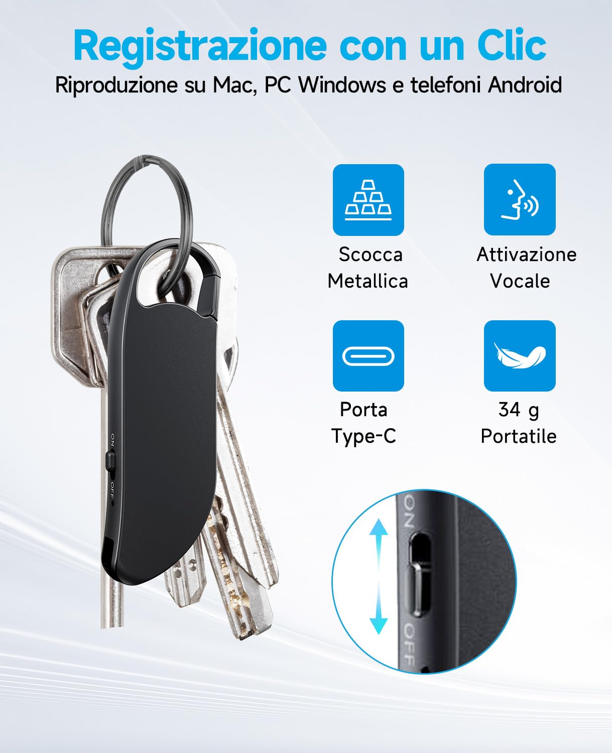 Registratore Vocale Portatile, Vandlion HD Registratore Professionale ad Attivazione Vocale con 30 Ore, Riduzione del Rumore per Lezioni, Riunioni, Interviste, Conferenze