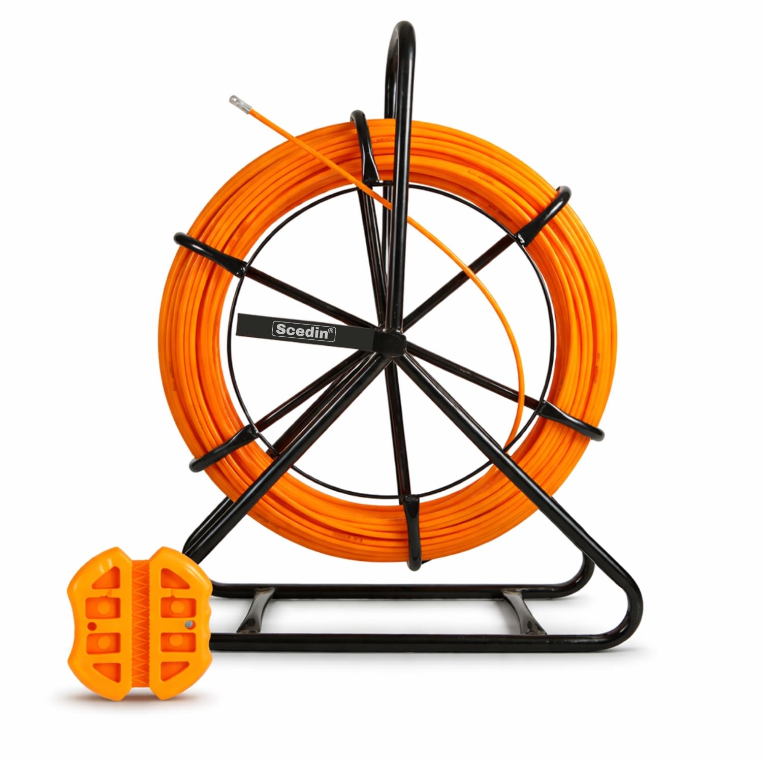 Aiguille tire-fil électricien 100 m x 6 mm avec dévidoir | Fibre de verre flexible et ultra-résistante | Outil professionnel pour passage de câble et gaine électrique